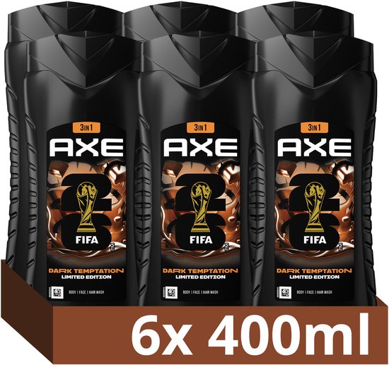 Boîte de six bouteilles de gel douche Axe noir "FIFA Limited Edition", 6x 400ml.