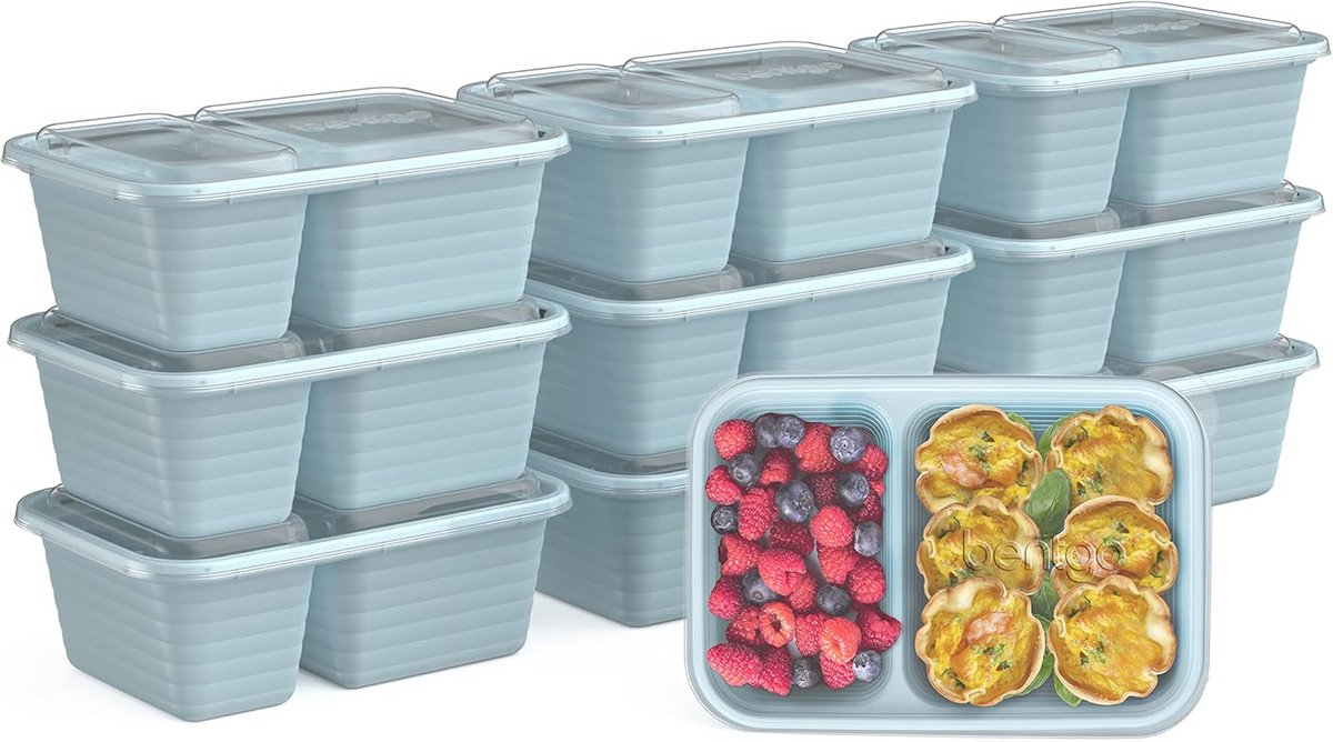 Snackcontainers met 2 Compartimenten - Herbruikbaar, Magnetronbestendig en Duurzaam voor Voedselopslag