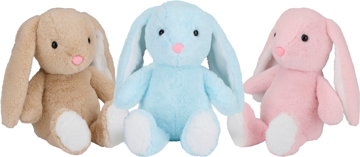 Eddy Toys Plush bunny 25cm 3as - Compact formaat