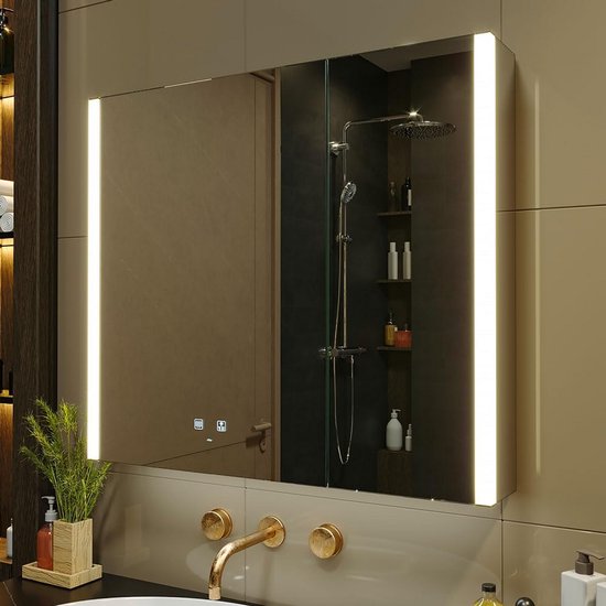 HR Badmeubelen A-Line spiegelkast 140x70x13cm dubbel gespiegeld met LED - 75820065 HR Badmeubelen A-Line spiegelkast 140x70x13cm dubbel gespiegeld met LED - 75820065