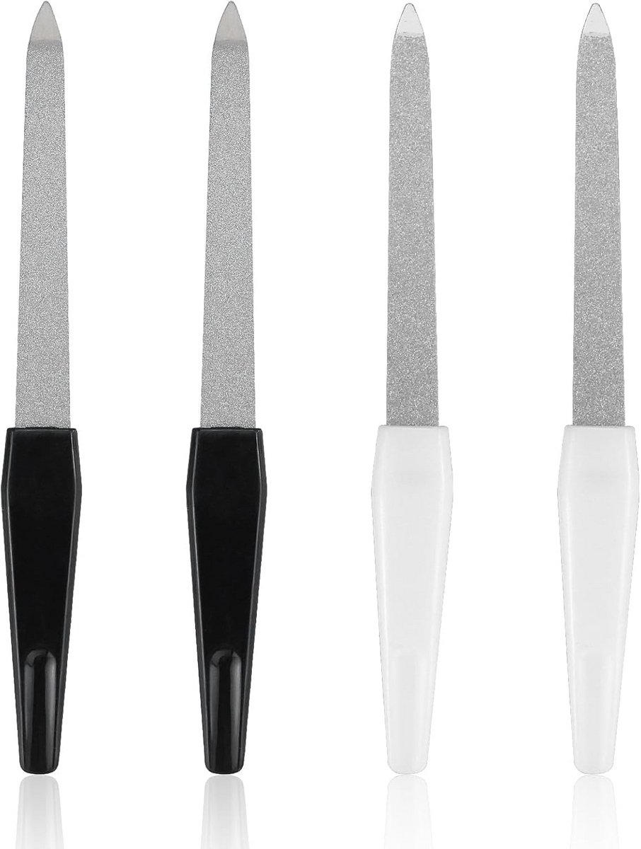 4-delige Set metalen nagelvijlen, dubbelzijdig en professioneel nagelgereedschap