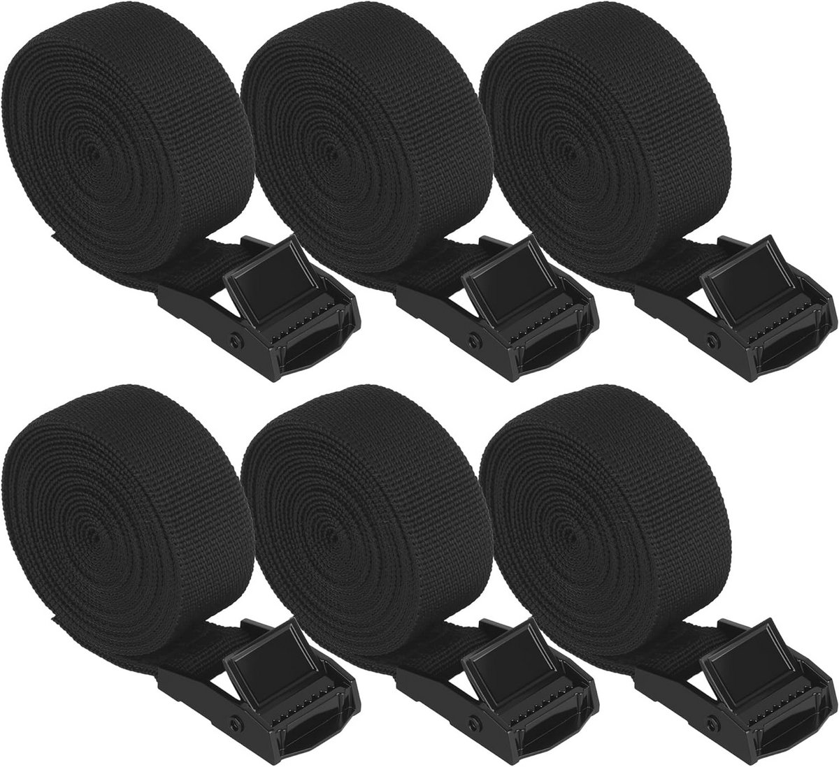 6x Korte Spanbanden Verstelbaar - 250 cm - 250 kg Draagvermogen voor Fietsdrager en Kamperen