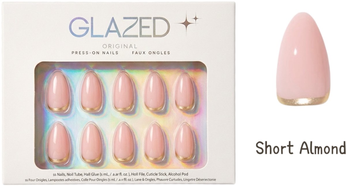 Glazed Original - Press On Nails - Rose Gold - Short Almond - 30 nagels