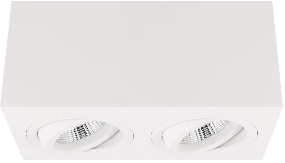 Yphix Palermo Opbouwspot - Vierkant - 2 Lichtpunten - Kantelbaar - 173x90mm - Wit