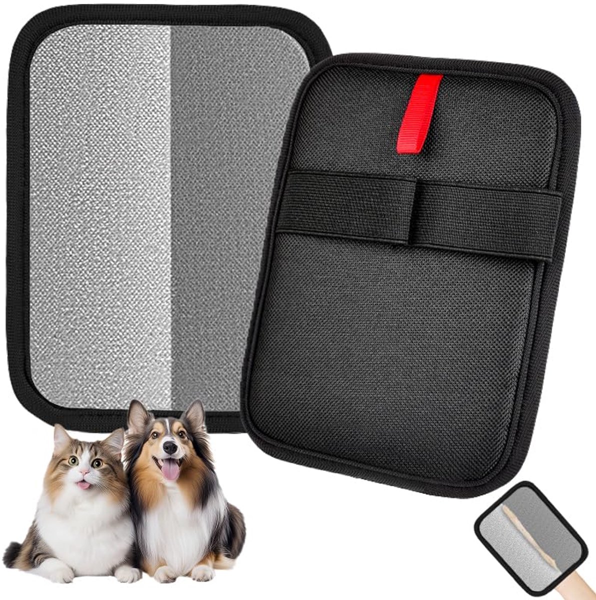 2 stuks - handschoenen - Handschoenen voor het verwijderen van statisch haar - Voor het verwijderen van dierenharen van meubels en kleding - Geschikt voor katten en honden - Herbruikbaar - Ontwerp met twee vingers - 17 x 13 cm - Zwart