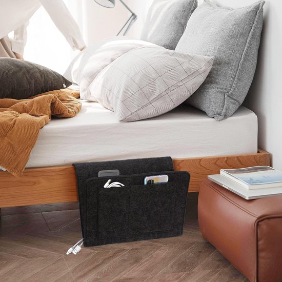 Hangende Bedcaddy van Vilt - Organiser met 5 Vakken voor Nachtkastje, Bank of Bureau — afbeelding 4