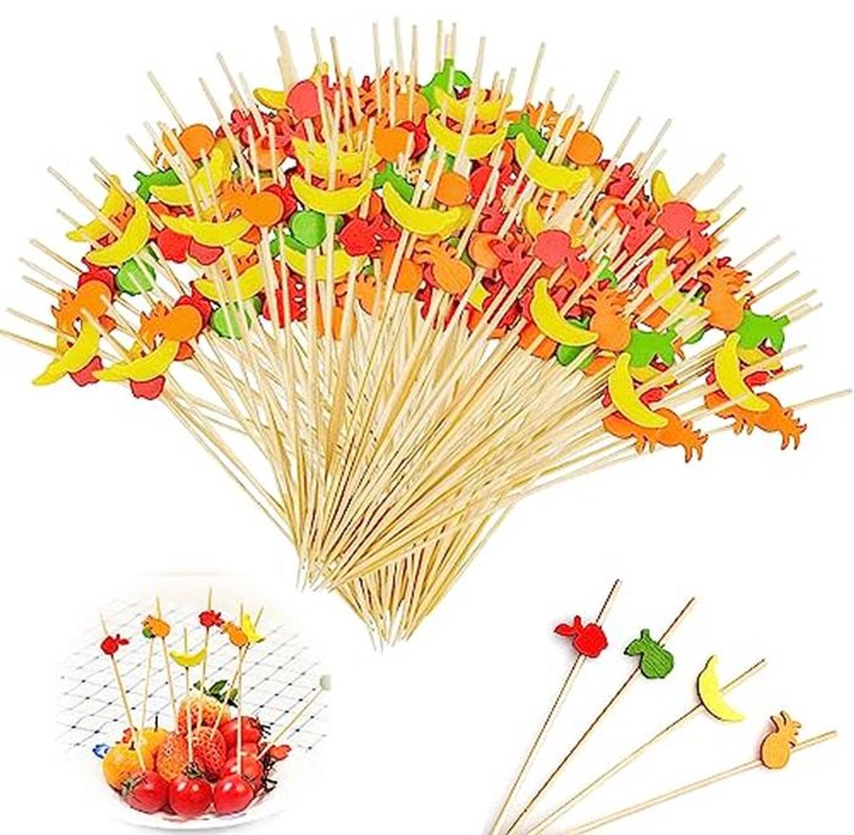 200 stuks Cocktailprikkers - Houten Tandenstokers voor Feesten, Dranken en Snacks - 12 cm