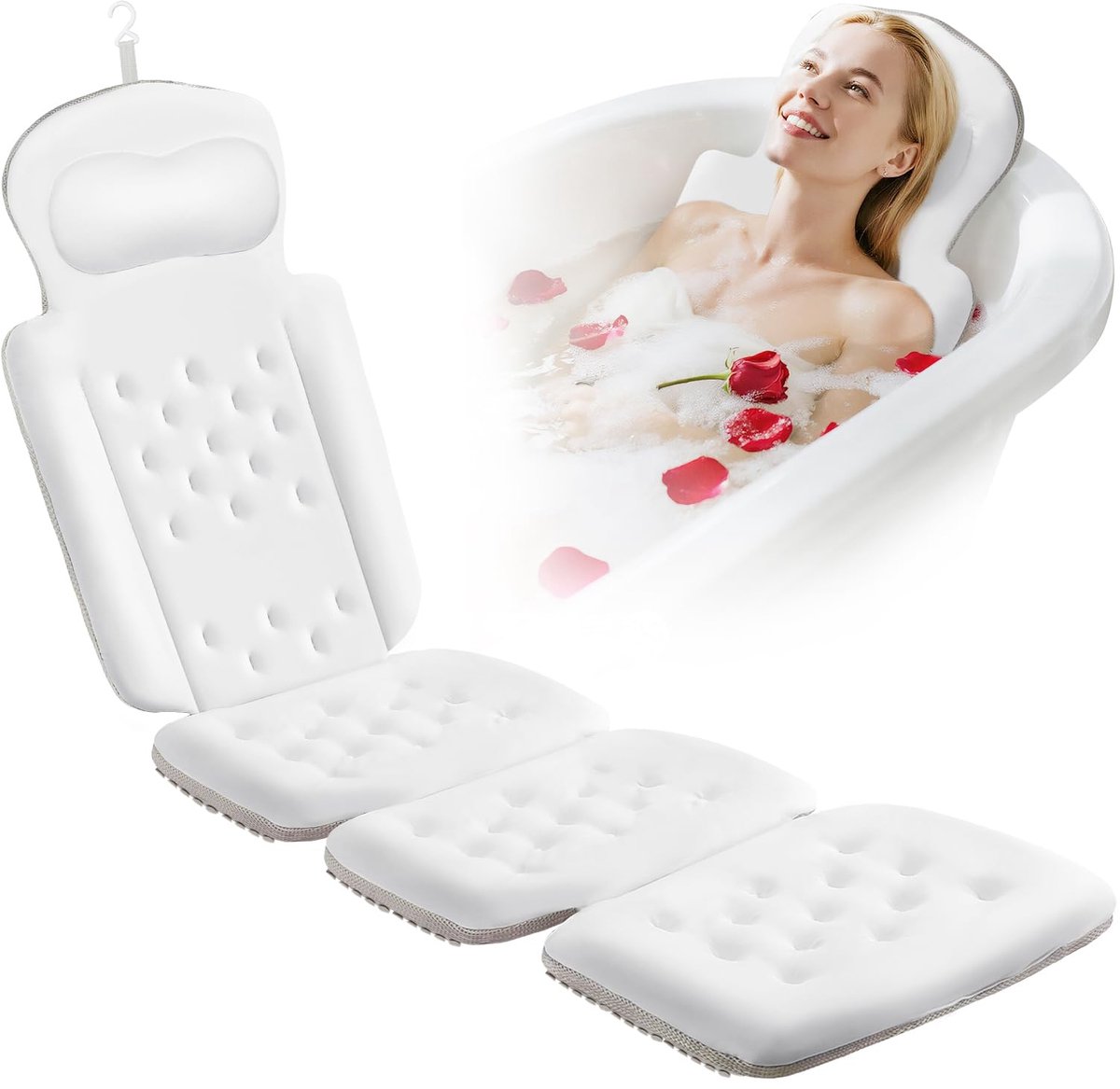 Unyqoos® Volledig lichaamsbadkussen met anti-slip ontwerp en wasnet voor ontspanning