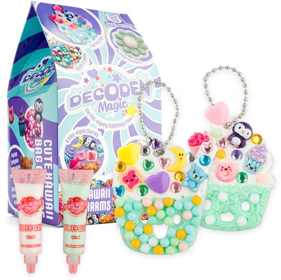 Decoden Magic - Mini: Cute Kawaii - Tashanger Knutselset - Puffylijm, kralen en bedels