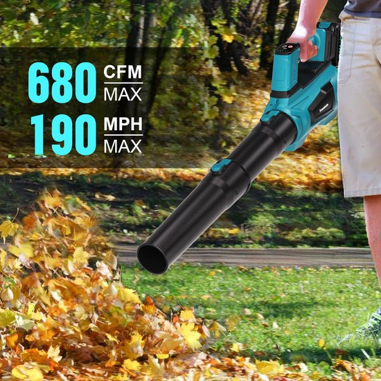 Accu Bladblazer - met Borstelloze Motor - 2x 6000mAh Accu en Lader - 306 km/h Windsnelheid - 5 Standen + Turbostand - voor Huis, Tuin en Werk - bladblazer elektrisch - bladblazers van Merkloos	 — afbeelding 3