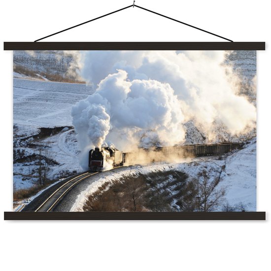 Une locomotive à vapeur avec beaucoup d'affiche textielposter à vapeur 60x40 cm