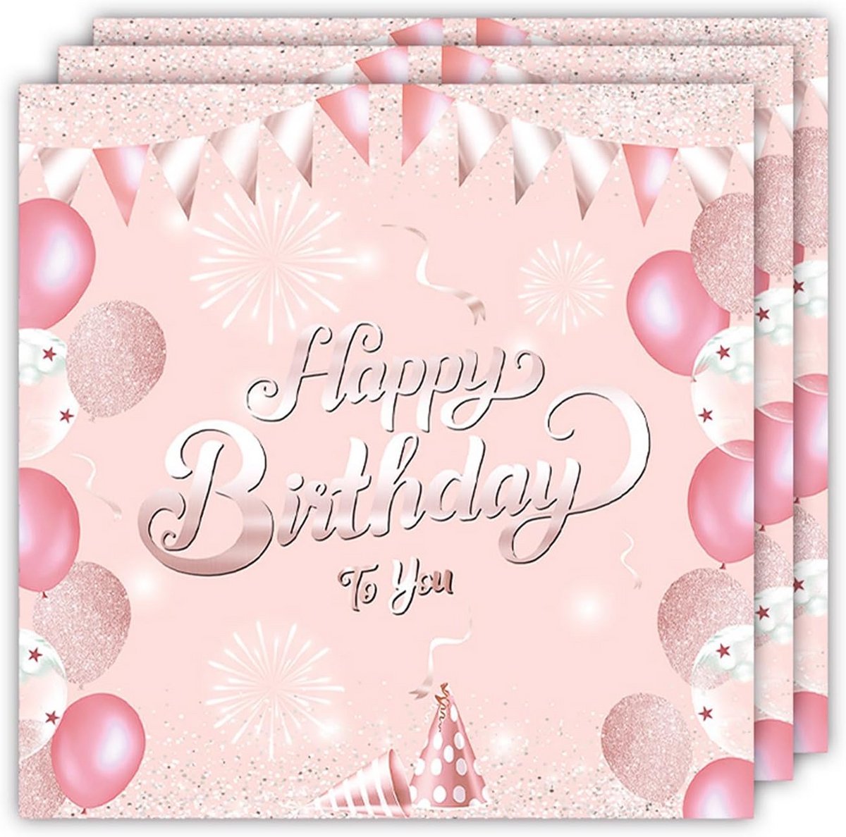 20 Roze Servetten met 'Happy Birthday' - Feestservetten voor Verjaardagen