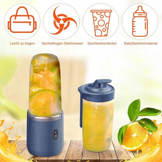Draagbare milkshake-maker met 6 messen, werkt op USB-voeding, voor het maken van milkshakes en smoothies. — afbeelding 4