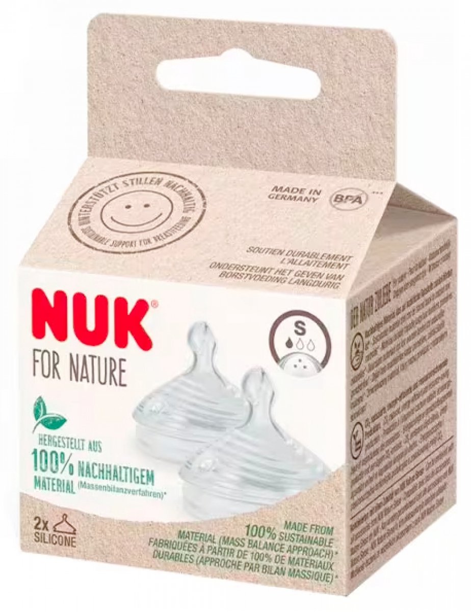 Nuk siliconen spenen For Nature 2 stuks BPA-vrij babyflesje.