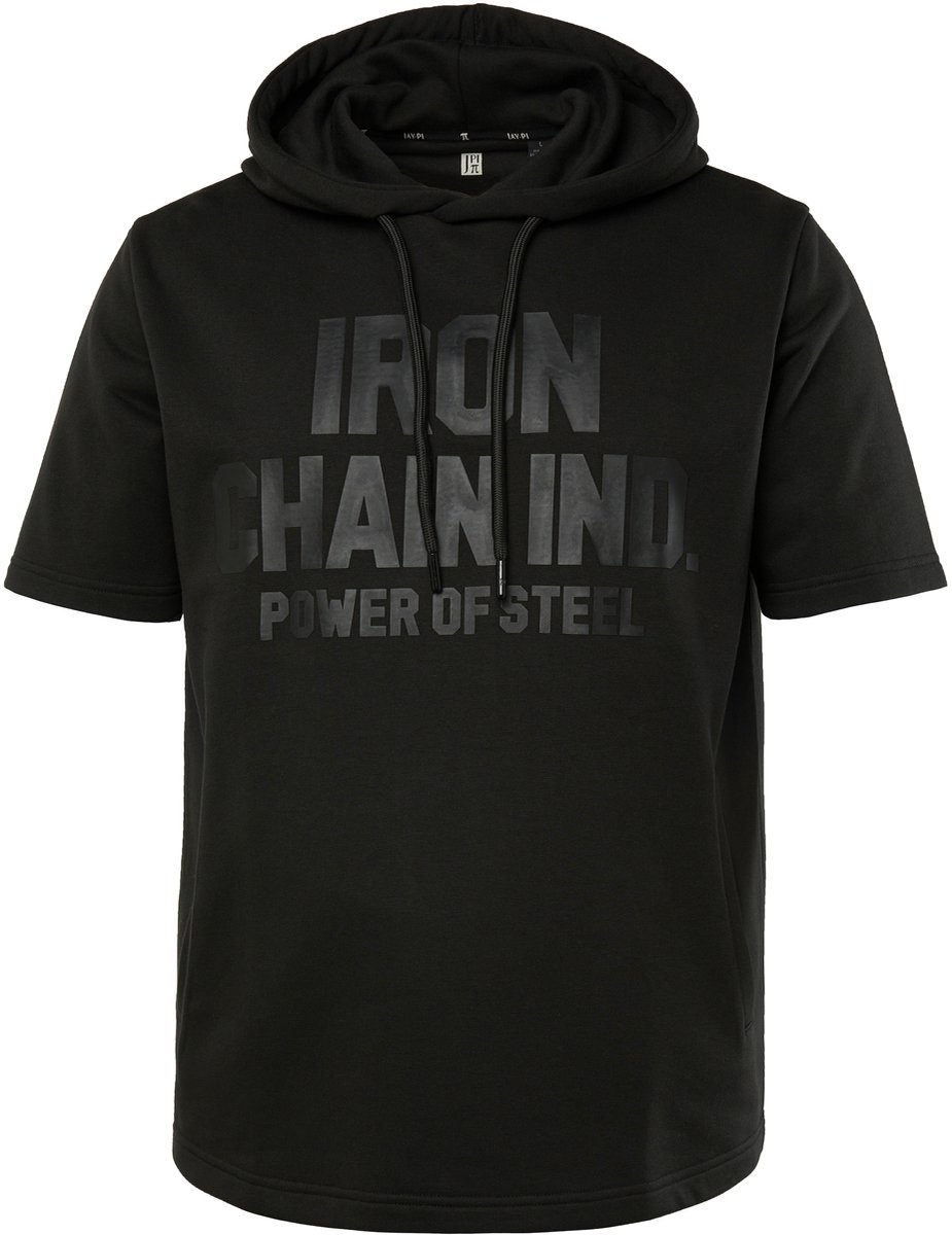 JAY-PI - Heren - Hoodie Iron Anvil fitness korte mouwen QuickDry capuchon - Zwart - Maat 6XL