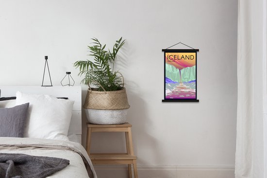Illustration de la cascade de Svartifoss en Islande affiche textielposter lattes noires 40x60 cm - Tirage photo sur plaque scolaire (décoration murale salon / chambre)