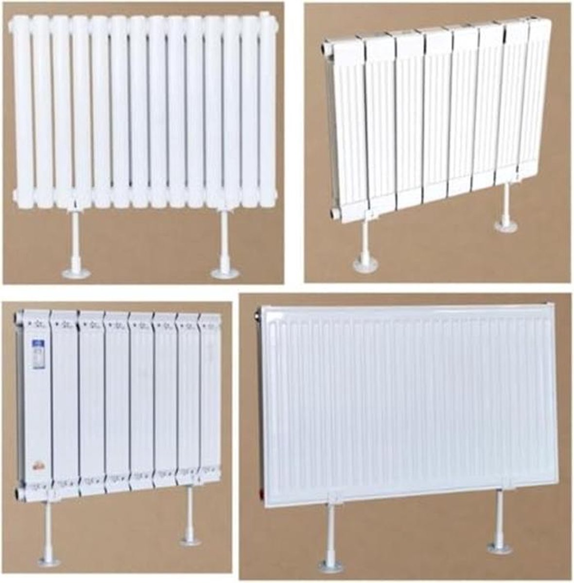 Verstelbare Radiator Steunen voor Columnaire Radiatoren - Stalen Basis, Vloerhouder 18-23 cm (2 Stuks)
