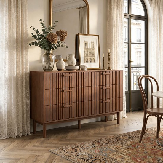 Dorig ladekast, ladekast met 5 laden, ladekast voor de slaapkamer, moderne ladekast, 61x40h109