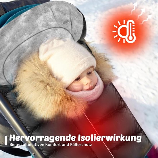 Baby Voetenzak met Ritssluiting - Warm - Voetenzak voor Autostoeltje en Buggy - Baby Slaapzak Deken - voor Kinderwagen - 97x44cm - Zwart — afbeelding 4