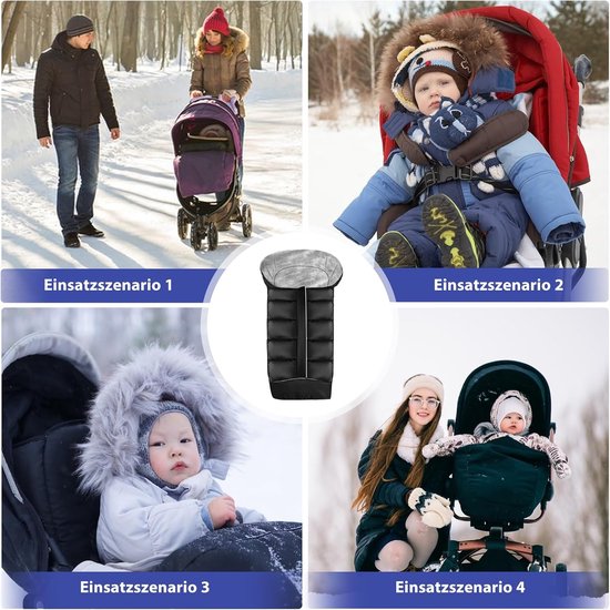 Baby Voetenzak met Ritssluiting - Warm - Voetenzak voor Autostoeltje en Buggy - Baby Slaapzak Deken - voor Kinderwagen - 97x44cm - Zwart — afbeelding 5