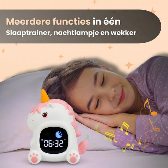 Luvonic® Slaaptrainer - Kinderwekker - Nachtlamp en Wekker - Kindvriendelijke Slaapwekker - Slaaptrainer met Led en Geluid - White Noise - 8 Verschillende Kleuren - Kind/Peuter/Kleuter - Eenhoorn van Luvonic — afbeelding 5