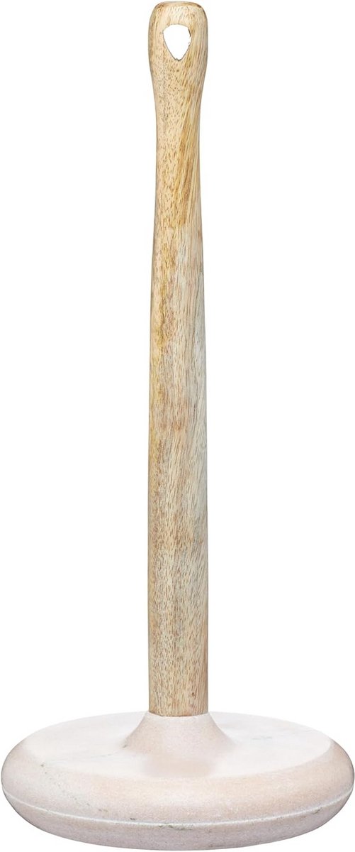 Keukenrolhouder van Mangohout met Marmeren Basis - Staand Model