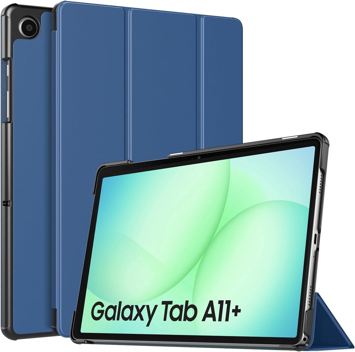 Hoes geschikt voor Samsung Galaxy Tab A11 Plus - Arara Trifold Bookcase TabletHoes - Donkerblauw