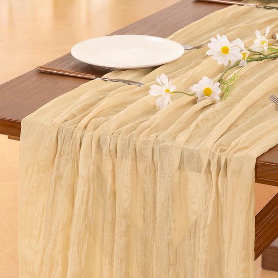 Artoid Mode Tafellopers, boho-stijl, gaas, bos, groen, 90 x 300 cm, keukentafeldecoratie voor binnen, vakantie, bruiloft, feest, verjaardag, set van 6 stuks