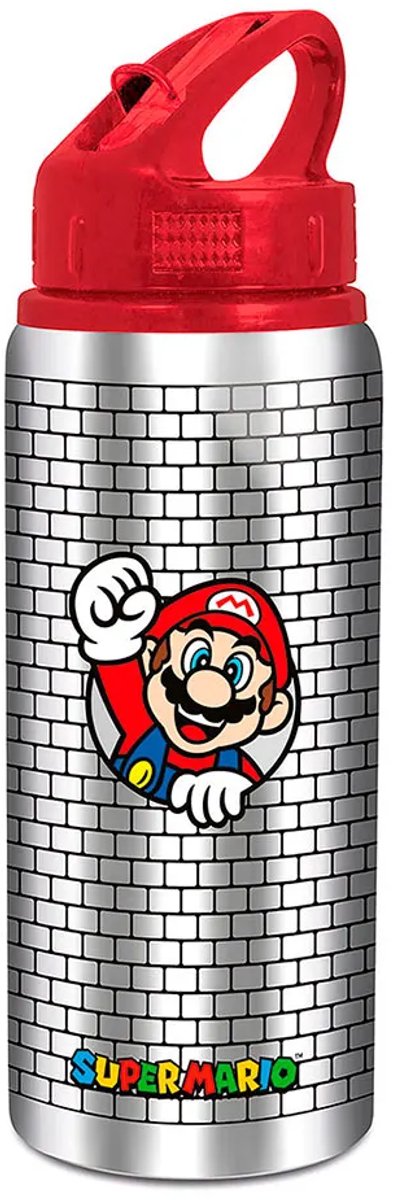 STOR Super Mario Bros bidon - aluminium - herbruikbaar - voor sport