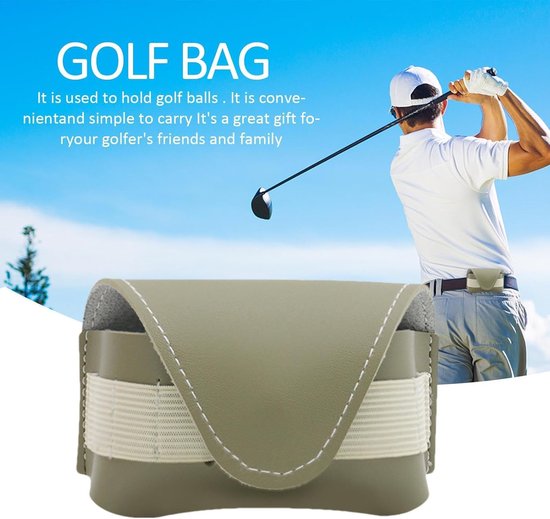 Golftas - Tas Golfballen - Golf - Golfbal heuptas - Opbergtas golfballen van PU-leer - Etui golfballen - Mini heuptas golfballen - Sportaccessoires - groen van Merkloos — afbeelding 4