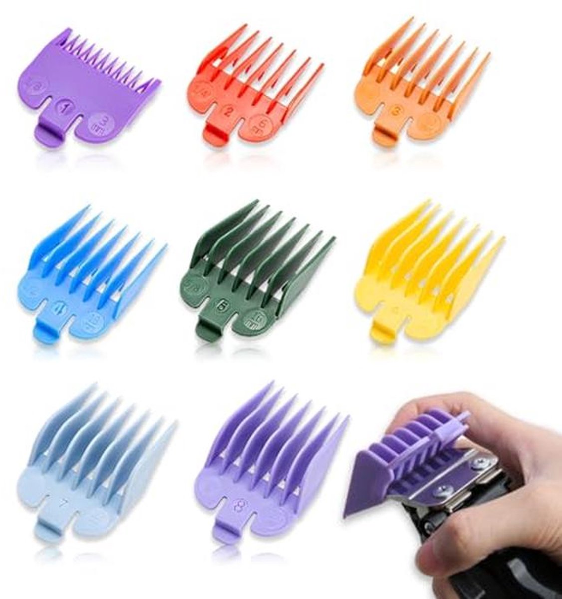 Professionele Haartrimmers & Tondeuse Kappen - 8 Stuks Geleidingskammen voor Nauwkeurige Snits