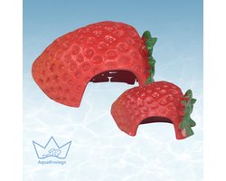 AquaKonings - Aquarium decoratie - Ornamenten - Aarbeien huisjes - Set 2 stuks - 10x8x7