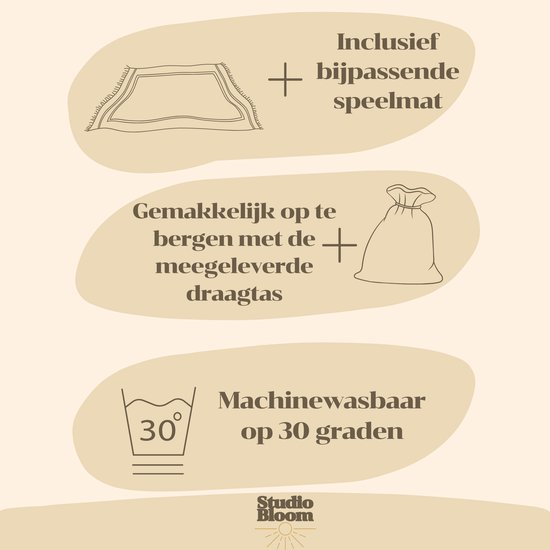 Studio Bloom Kinder Speeltent Tipi Tent Kinderen Meisjes Jongens Speelgoed Kindertent Kind Peuter Speelhuisje - Beige van Merkloos — afbeelding 3