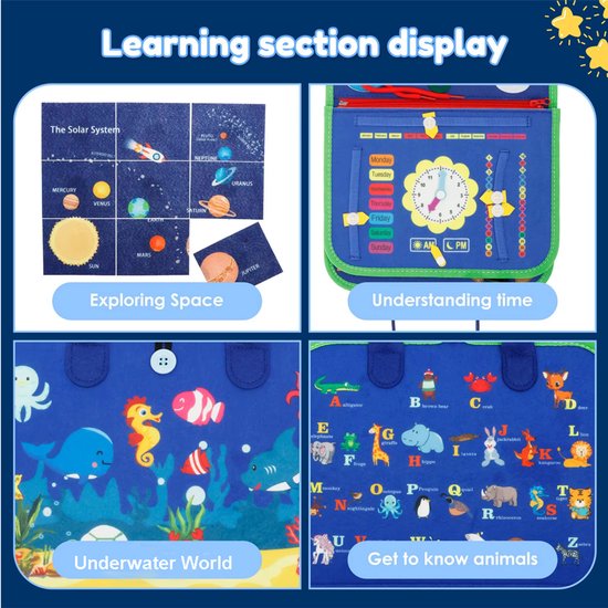 Peuter Busy Board, Montessori Speelgoed, Druk Boek Leerzaam Sensorisch Speelgoed voor Peuters, Peuter Reis Educatief Speelgoed, Leer Fijne Motoriek, Verjaardags voor Meisjes Jongens, Stijl A van Merkloos — afbeelding 2