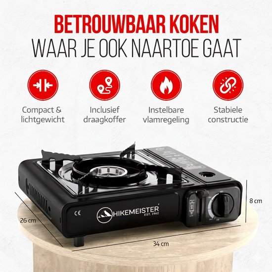 Parker 2-pits RVS camping kooktoestel gas met deksel - grijs/blauw