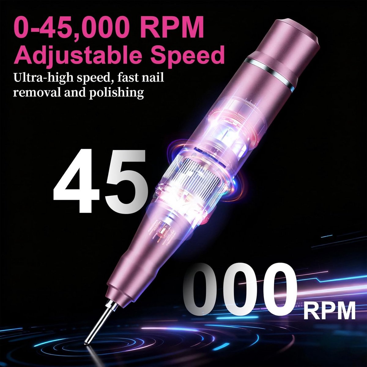 Draadloze Oplaadbare Elektrische Nagelfrees 45000 RPM - Professionele Nagelvijl Set met LCD Display