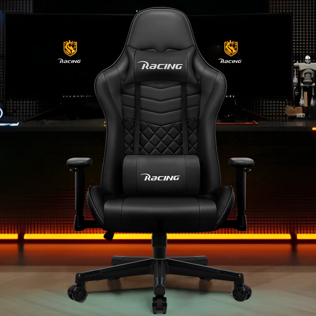 Hiaonyx Gamestoel Ergonomisch Zwart 170° Verstelbaar