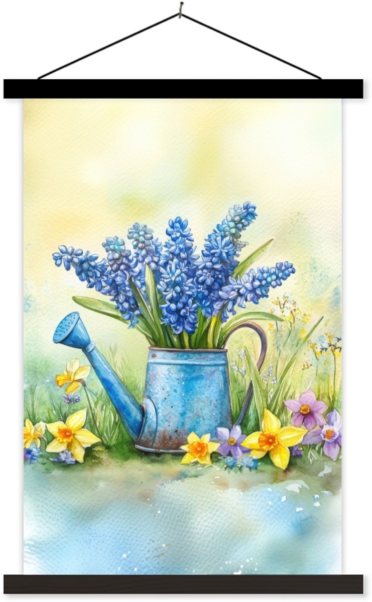 Posterhanger incl. Poster 40x60 cm - Schoolplaat - Gieter - Lavendel - Bloesems - Textielp