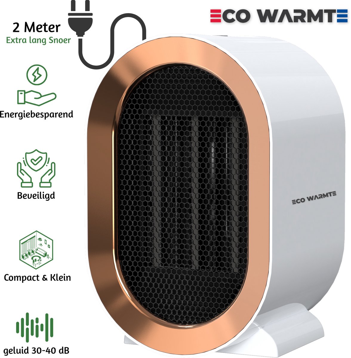 Bol.com Eco Warmte® Premium Elektrische Verwarming - Elektrische Kachel - Ventilatorkachel - Keramische Kachel - Luxe Heater - 2... aanbieding