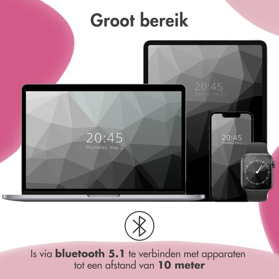 Laptop, tablet en smartphone verbonden via Bluetooth met de koptelefoon.