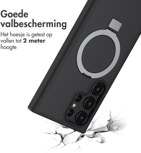 Accezz Coque adaptée pour Samsung Galaxy S24 Ultra - Accezz Ring Stand Back Cover adaptée pour MagSafe - Zwart