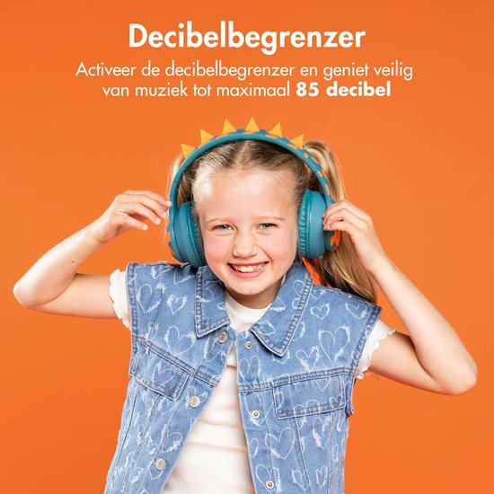 imoshion Kinder Koptelefoon Dino - Bluetooth en Decibelbegrenzer - Draadloze Koptelefoon Kinderen