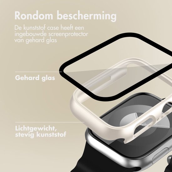 Screen protector - Geschikt voor Apple Watch 7 / 8 / 9 - 41 mm - Full Cover Hard Case / Beschermend Hoesje - Sterrenlicht