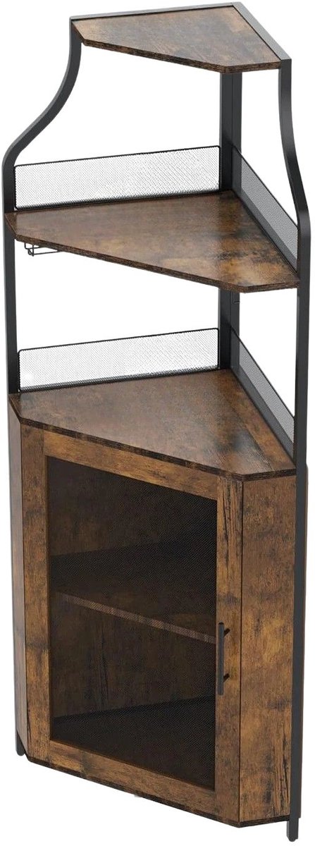 DoneMore® - hoek wijnbarkast - wijnrek - ruimtebesparend - 5-laags afneembaar - industrieel - hout/metaal - 47 x 34 x 152 cm - ca. 25 kg