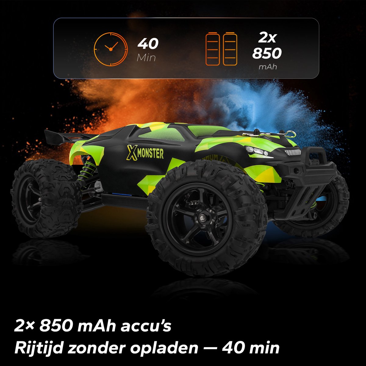 Overmax X-Monster 3.0 - RC Auto - 4x4 wielaandrijving - Schaal 1:18 - 30km/h - Bestuurbare Auto - Volwassenen & Kinderen - Afstandsbestuurbare Auto - Offroad Monstertruck — afbeelding 4