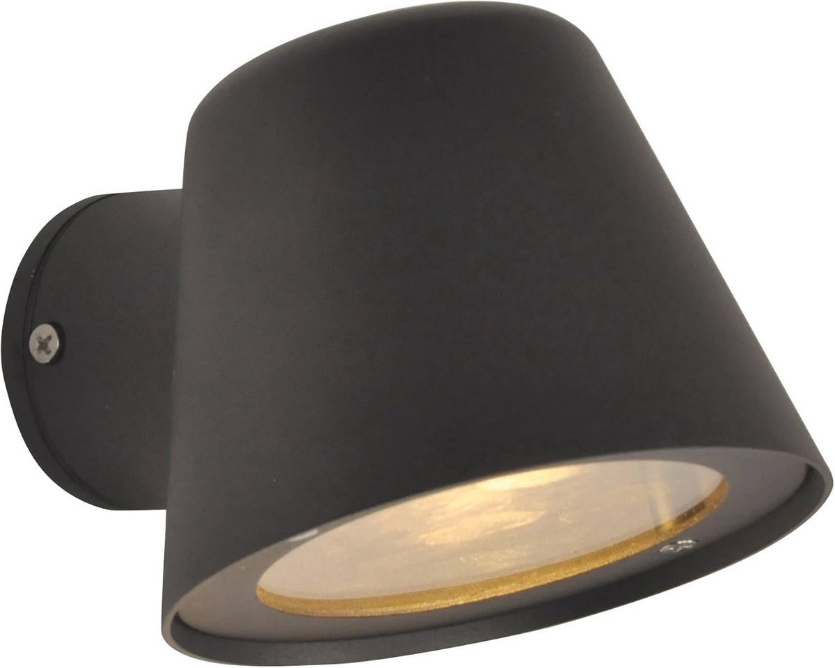 Wandlamp voor buiten, IP44, aluminium, zwart, modern design, GU10, 5 W, warm wit