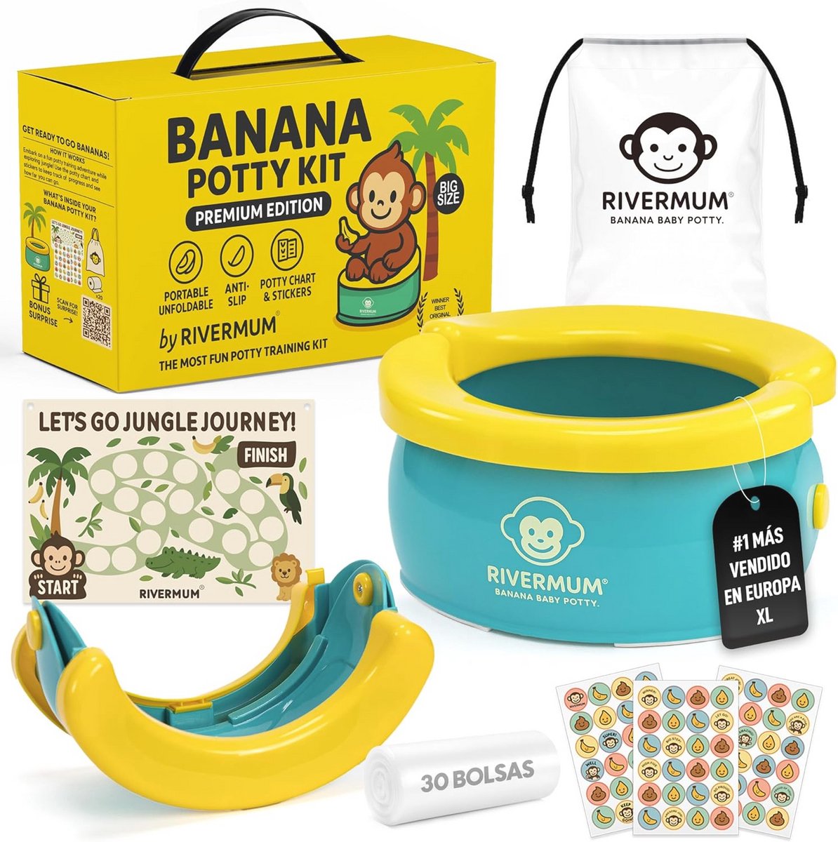 Opvouwbaar Kinderpotje XL - Ideaal voor Thuis en Reizen - Compleet met Zakjes, Stickers en Draagtas - Ergnomisch en Veilig