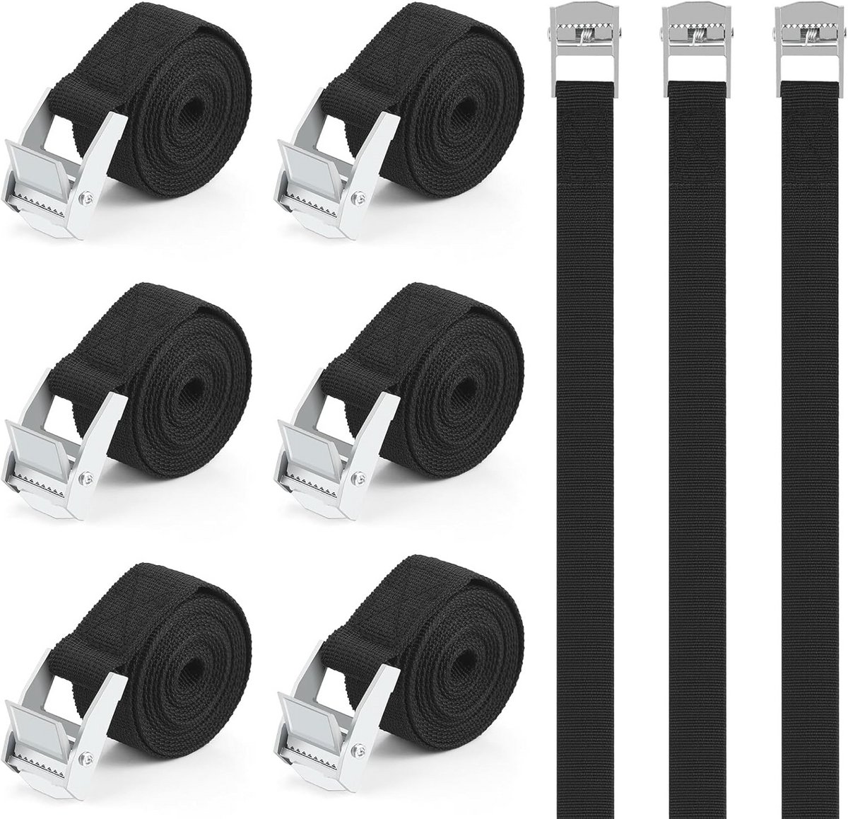 Set van 6 Sterke Spanbanden | Verstelbare Bevestigingsriemen voor Fiets, Auto, en Camping
