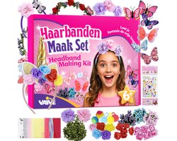 foto van Vaive Haarband Knutselset 54-delig – Maak 10 Haarbanden – Diadeem Knutselen voor Meisjes – Sieraden Maken – Knutseldoos – Knutselpakketten