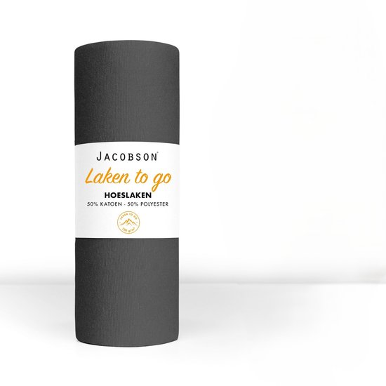 Jacobson - Hoeslaken - 140x200cm - Jersey Katoen - jusqu'à 25cm d'épaisseur de matelas - Anthracite